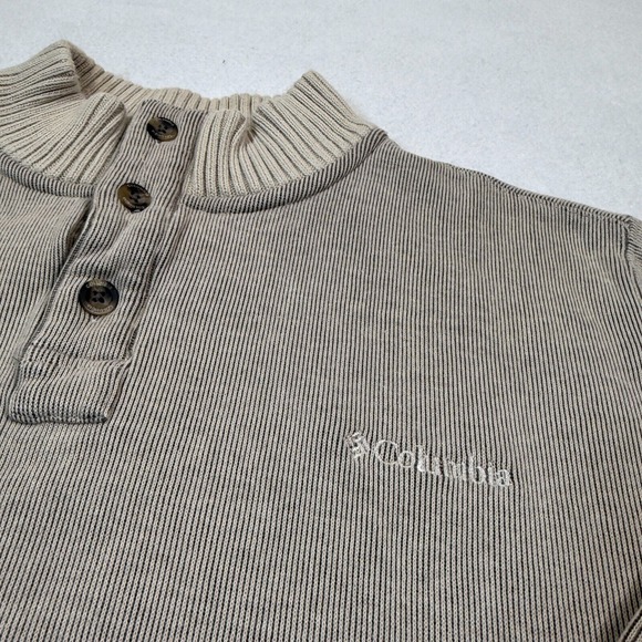 Columbia XCO Sweater Mens L‎ Beige Long Sleeve Henley Pullover Outdoor Adult - Picture 2 of 9